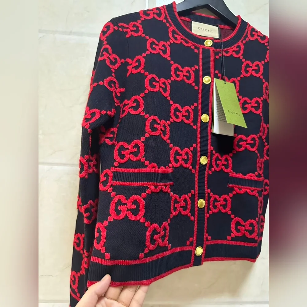 Gucci GG Jacquard Wool blend Knit Cardigan - Picture 9 of 16